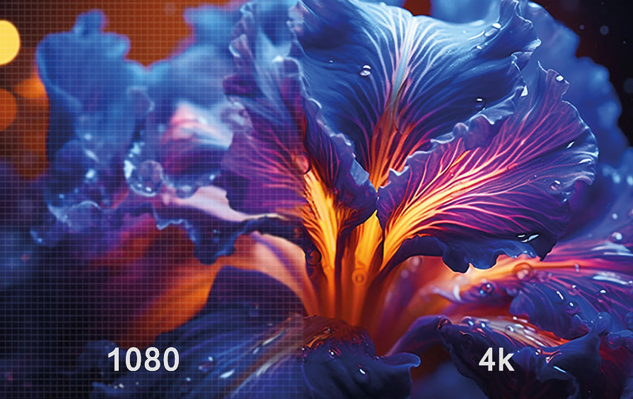 Comparação de nitidez entre uma imagem em 1080p e a mesma imagem em 4K